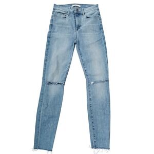 Fidelity Denim Gwen High Rise Skinny Jeans Distressed Raw Hem 24